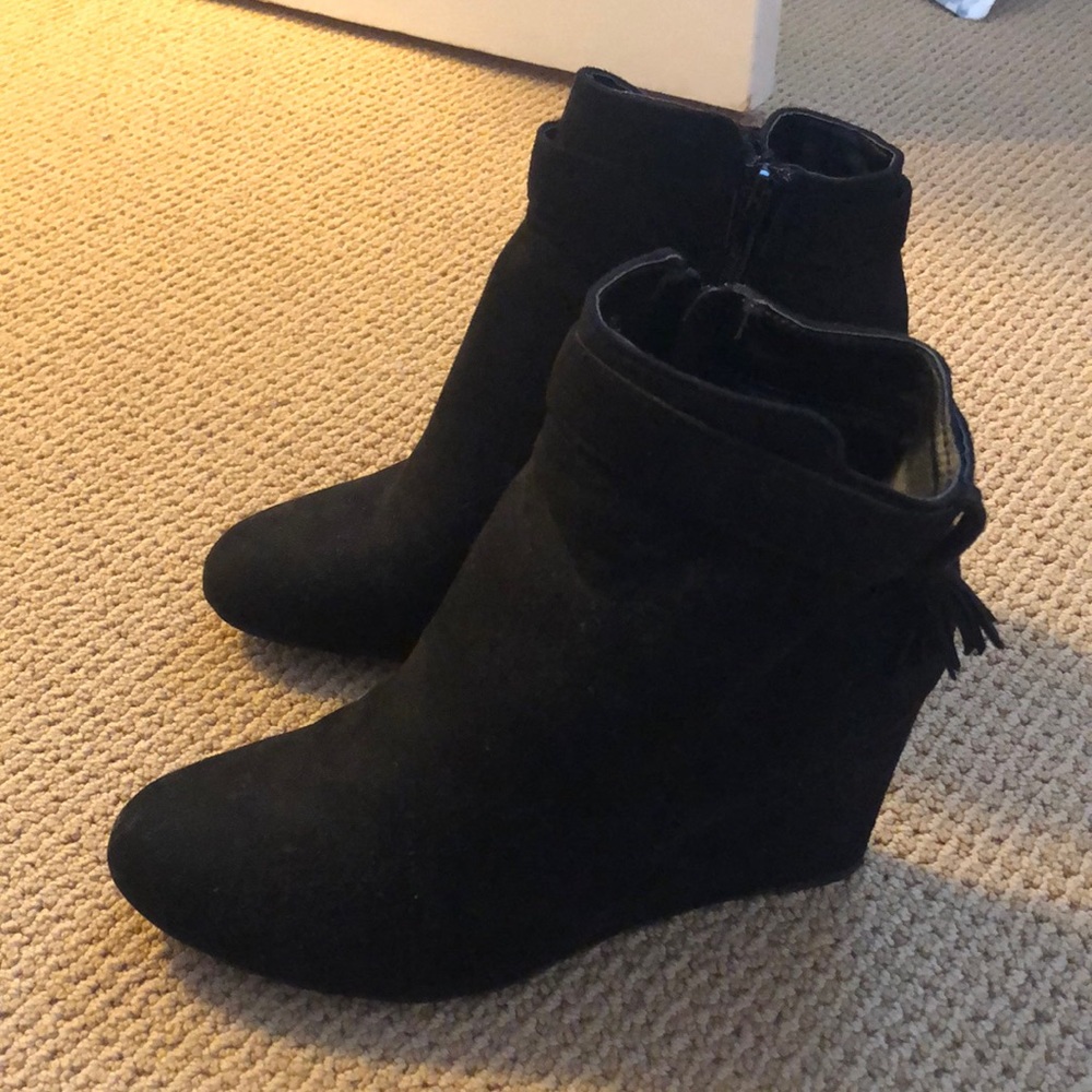 Black gently worn platform boots